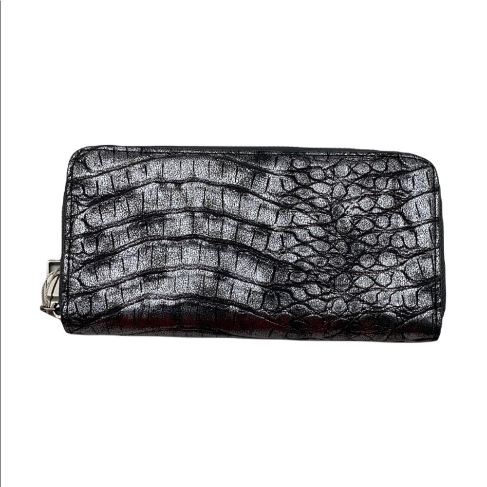 Raviani Grey Faux Leather Embossed Wallet